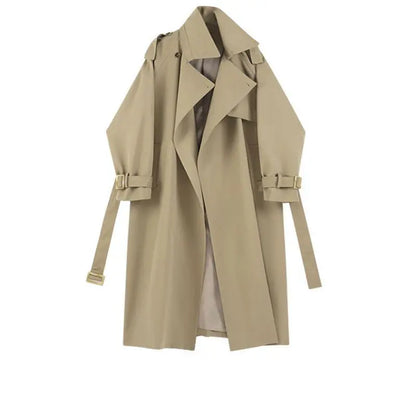 British Style Trench Coat - Mid-Length High Waist Windbreaker
