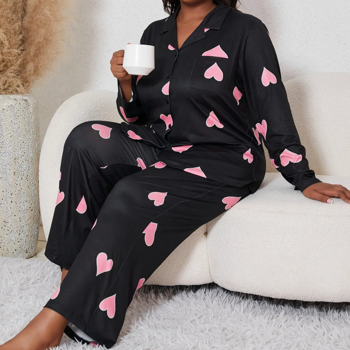 Heart Print Pajama Set