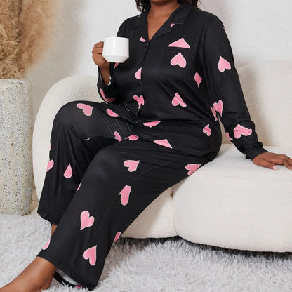 Heart Print Pajama Set