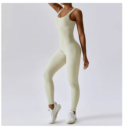 Seamless Yoga Jumpsuit Backless Workout Romper