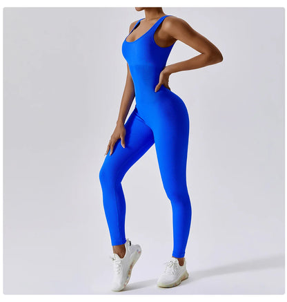 Seamless Yoga Jumpsuit Backless Workout Romper