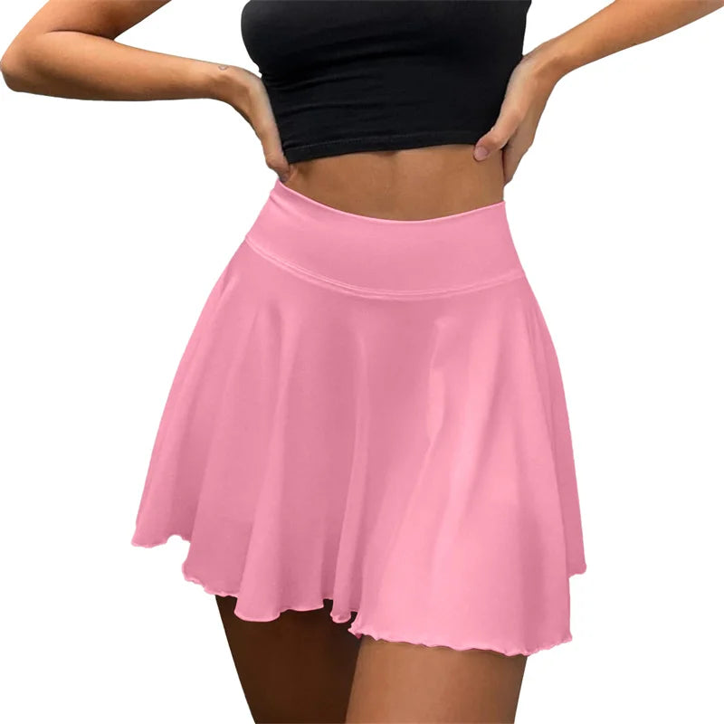 Summer Active Wear Stretchy Golf Skirt Inner Short High Waist Pleated 2 in 1 Tennis Skirt With Pocket