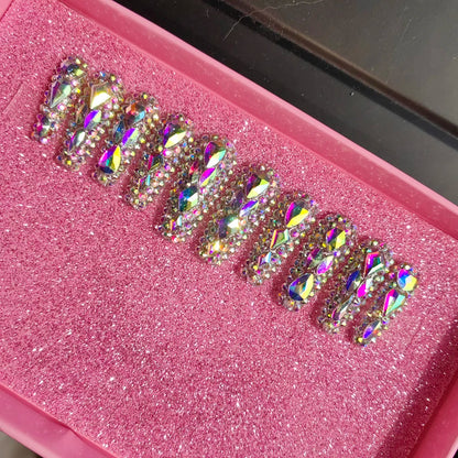 Pink Luxury Press-On Nails - Middle Oval French White ABS Acrylic Artificial Nails