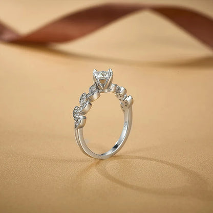Leaf-Shaped Moissanite Ring - 925 Sterling Silver Classic Design