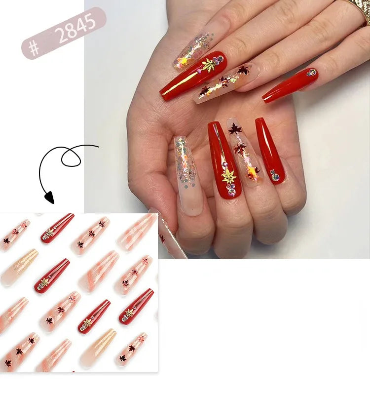 French Style Press-On Nails - 24 Piece Acrylic Artificial Nail Set