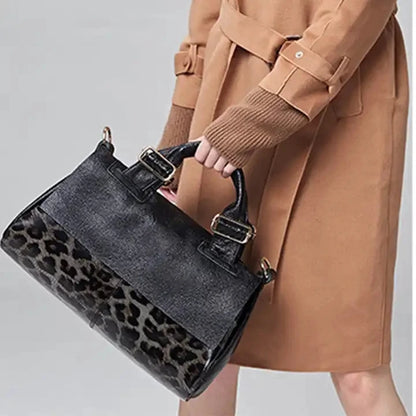 Large Leopard Print Capacity Soft Leather Shoulder Crossbody Tote
