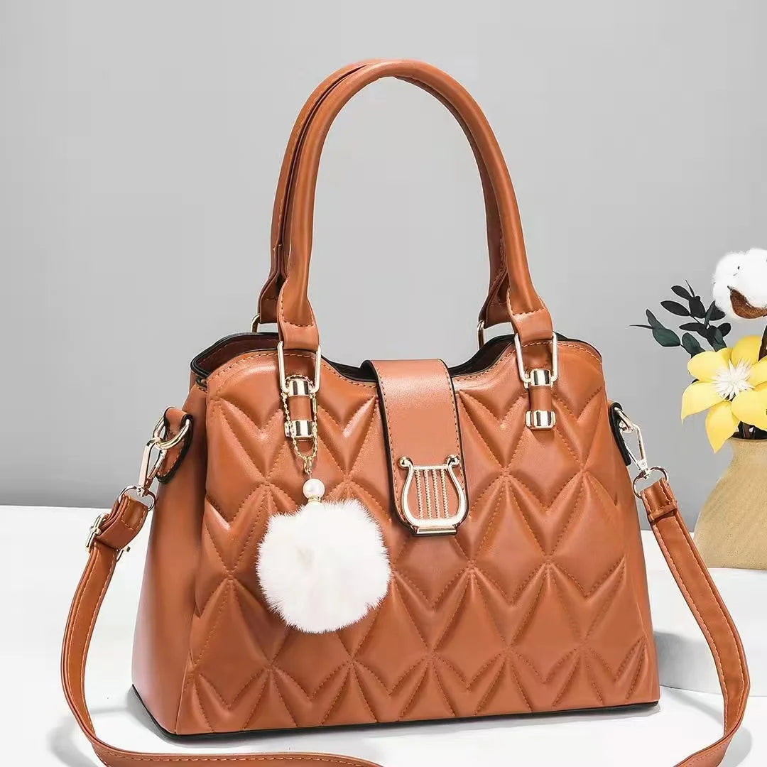 Fashion Leather Shoulder Bag - Bucket Style Crossbody Handbag