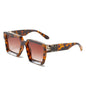Oversized Square Sunglasses - Leopard Print UV400 Protection