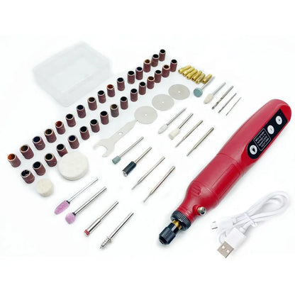 Mini Electric Nail Drill - USB Rechargeable Rotary Grinder with 62 Accessories