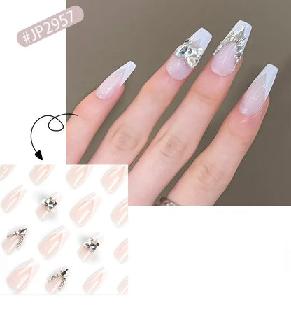 French Style Press-On Nails - 24 Piece Acrylic Artificial Nail Set