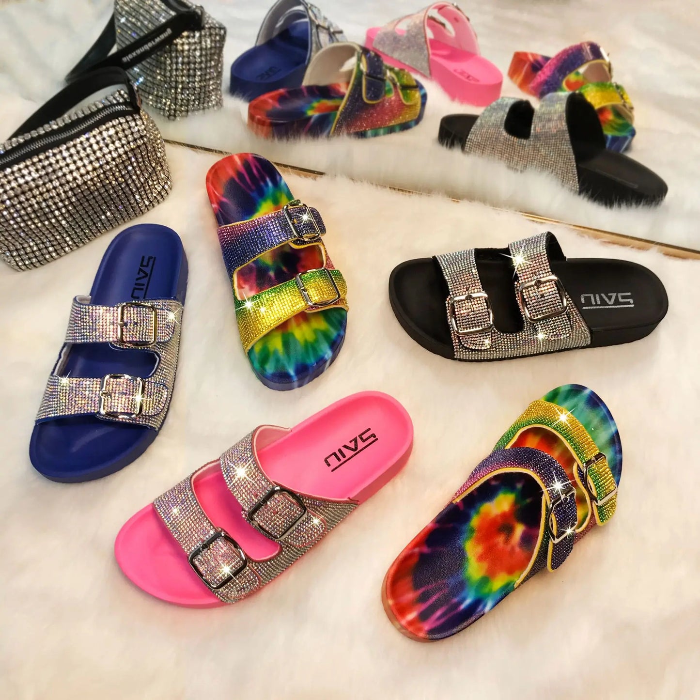 Rhinestone Bling Summer Slides