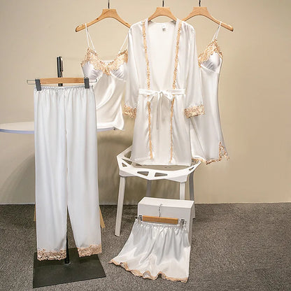 5-Piece Silk Lace Set - Luxury Sleepwear Collection