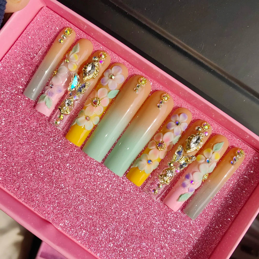 Pink Luxury Press-On Nails - Middle Oval French White ABS Acrylic Artificial Nails