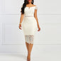 Off Shoulder Lace Dress - Sleeveless Midi Party Dress