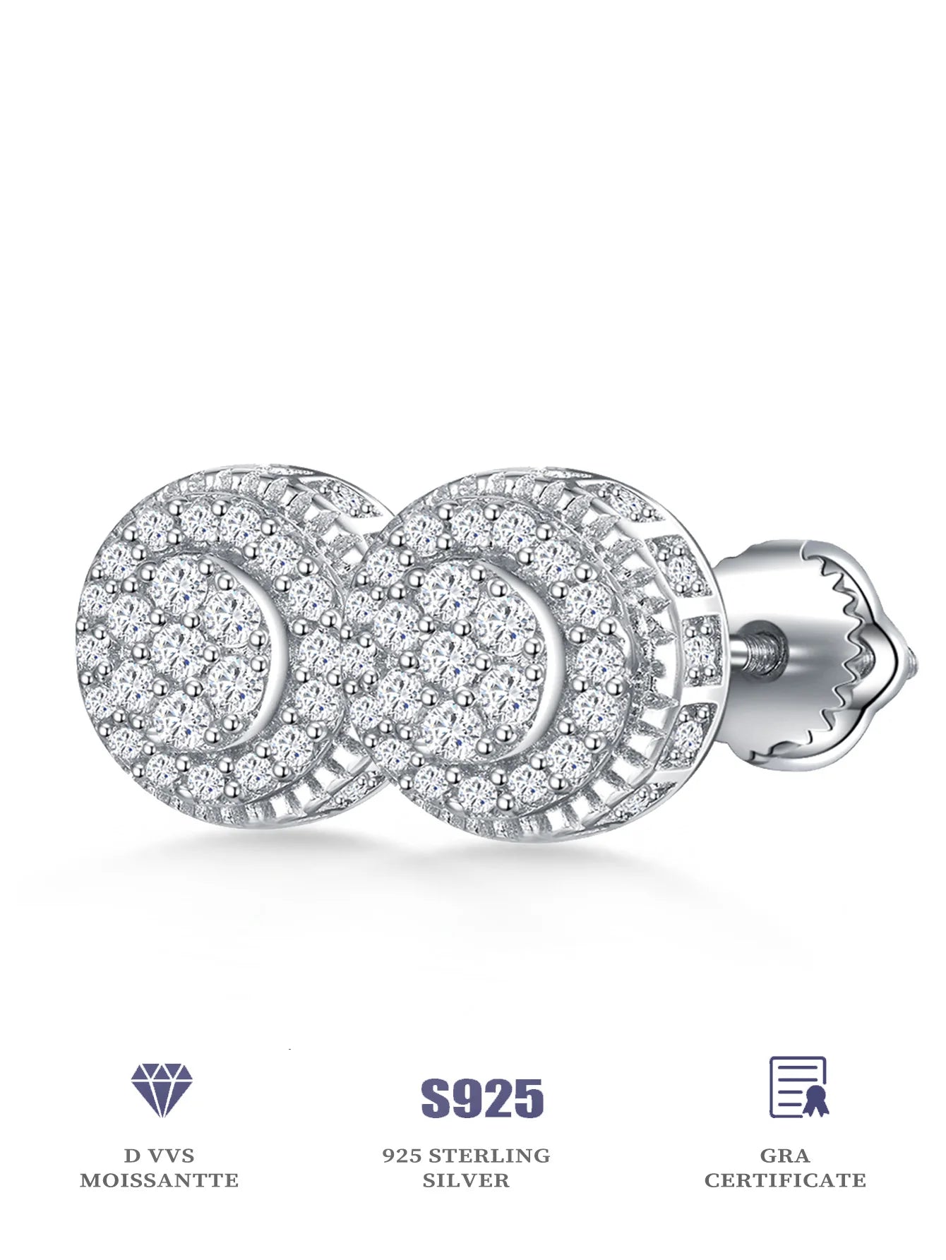 925 Sterling Silver Moissanite Diamond Stud Earrings - VVS Quality Wedding & Birthday Gift