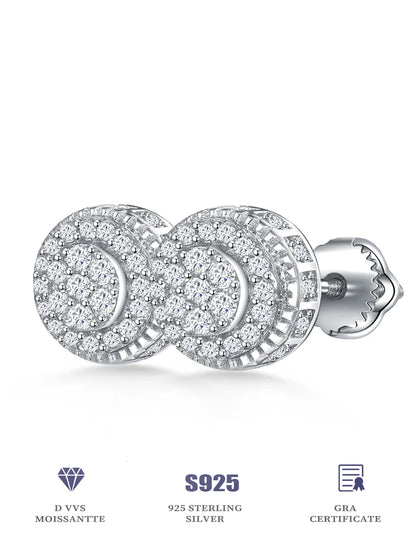 925 Sterling Silver Moissanite Diamond Stud Earrings - VVS Quality Wedding & Birthday Gift