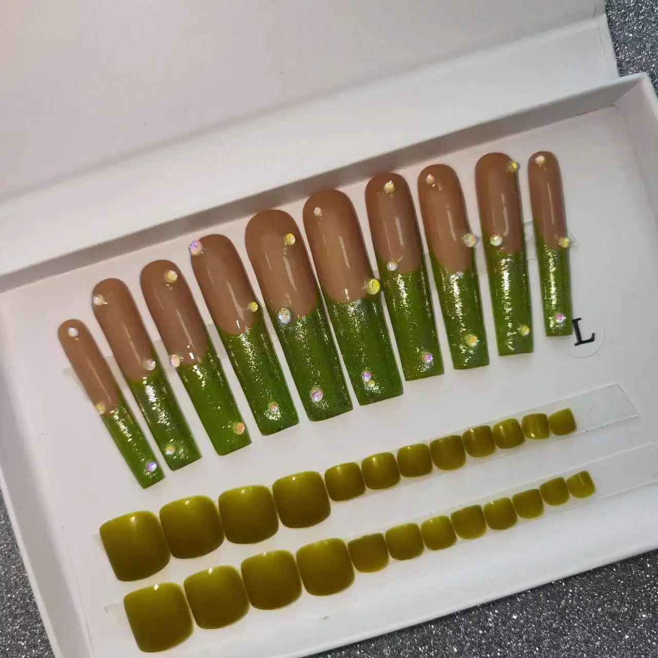 Handmade Acrylic Press-On Nails with Toe Nails Set