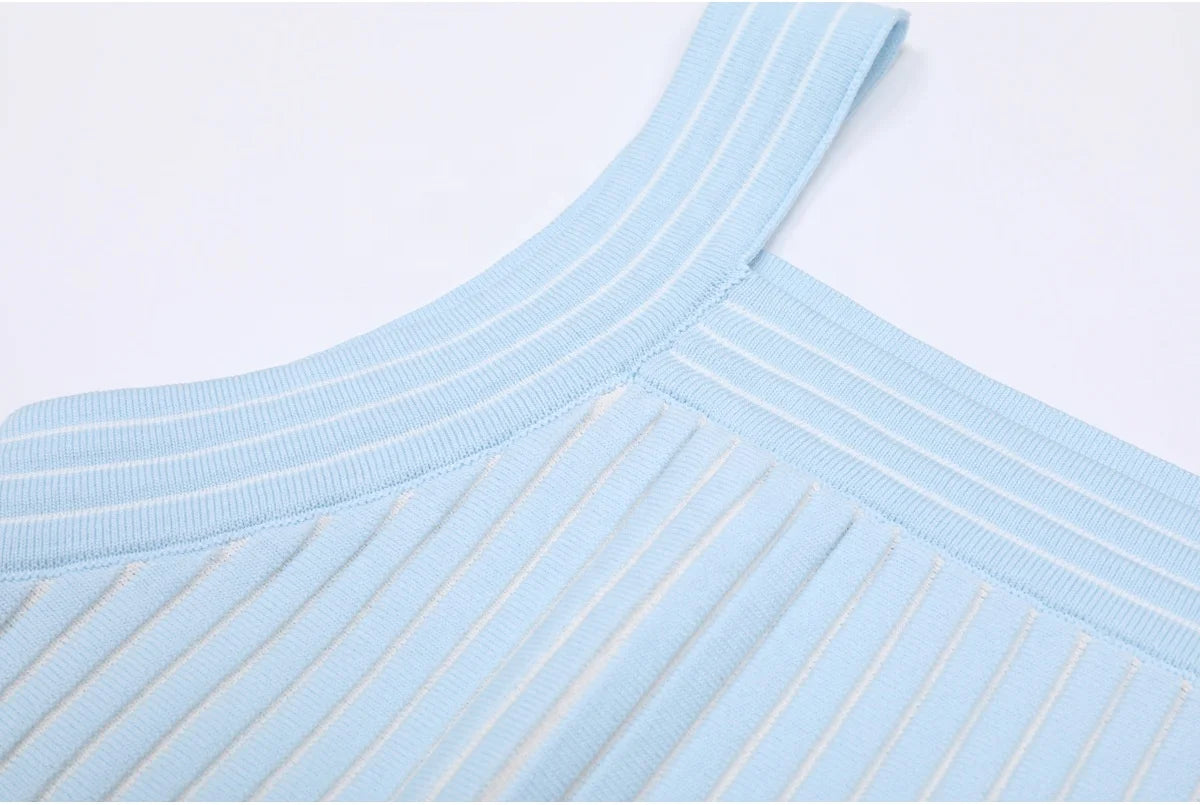 2-Piece Knit Set - Sleeveless Vest & Pleated A-Line Skirt