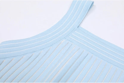 2-Piece Knit Set - Sleeveless Vest & Pleated A-Line Skirt