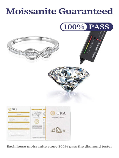 Lab-Grown Diamond Ring - 925 Sterling Silver Moissanite Ladies Ring