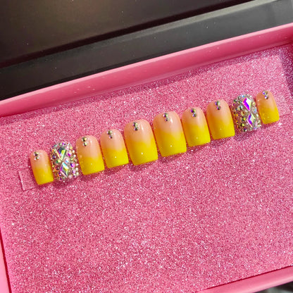 Blue Heart Press-On Nails - Middle Oval French Design ABS Acrylic (24 Pieces)