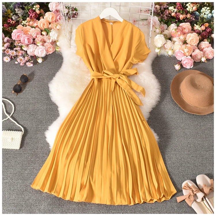 Side Zip Belt Dress with Lace-Up Bow Detail