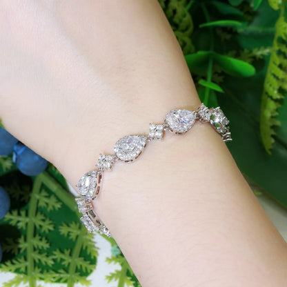 Sparkly Pear Cut Cubic Zirconia Tennis Bracelet - Rose Gold Copper