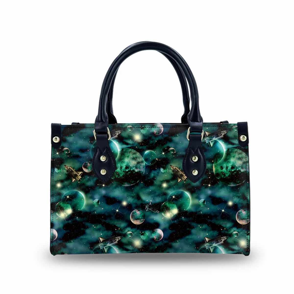 Casual Leather Handbag - Two Handle Tote Bag for Women