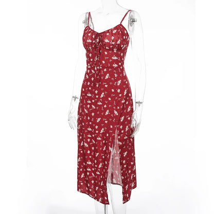 Strapless Bodycon Spaghetti Strap Split Club Dress for Women