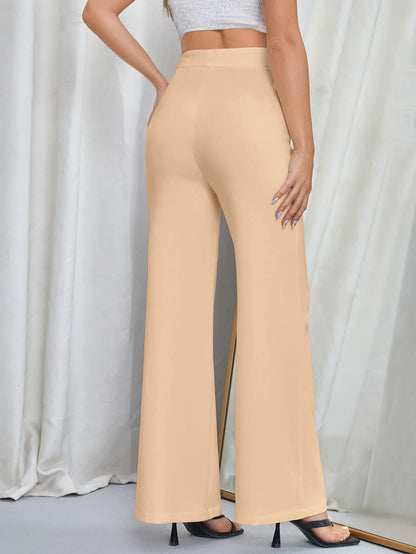 Wide Leg Casual Pants - High Waist Commuter Trousers