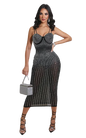 Crystal Embellished Sling Dress - Sheer Mesh Party Dress