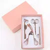 Rose Gold Eyelash Curler & Makeup Tools Set - 4-Piece Beauty Essentials Kit