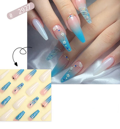 French Style Press-On Nails - 24 Piece Acrylic Artificial Nail Set