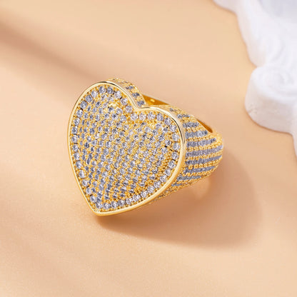 Heart-Shaped CZ Ring - Iced Out Bling Statement Jewelry