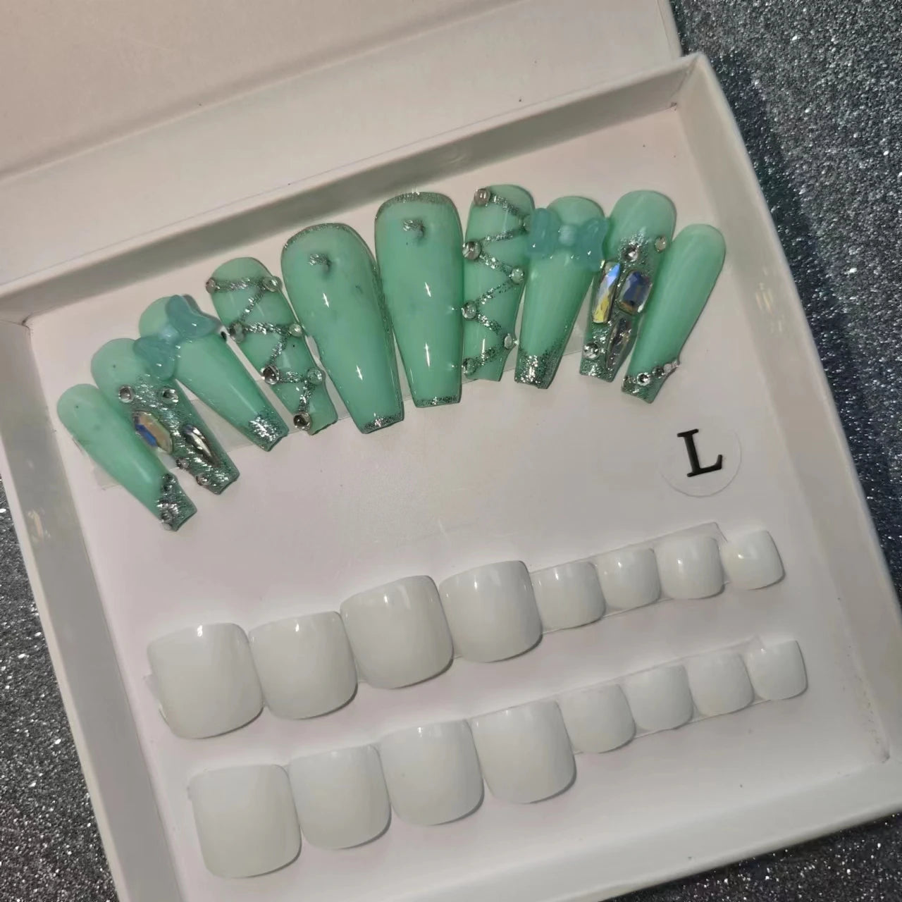 Handmade Acrylic Press-On Nails with Toe Nails Set