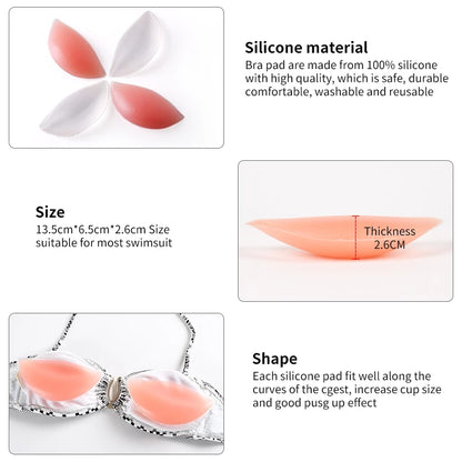 Silicone Breast Enhancer Inserts - Chicken Fillet Bra Pads with Nipple Covers