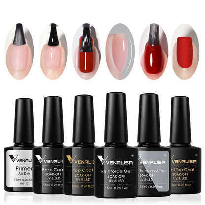 Venalisa Gel Nail Polish 6-Piece Kit - Red & Nude French Manicure Starter Set