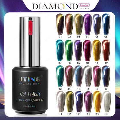 Cat Eye Gel Nail Polish 24-Color Set with Magnet - Diamond Collection Kit