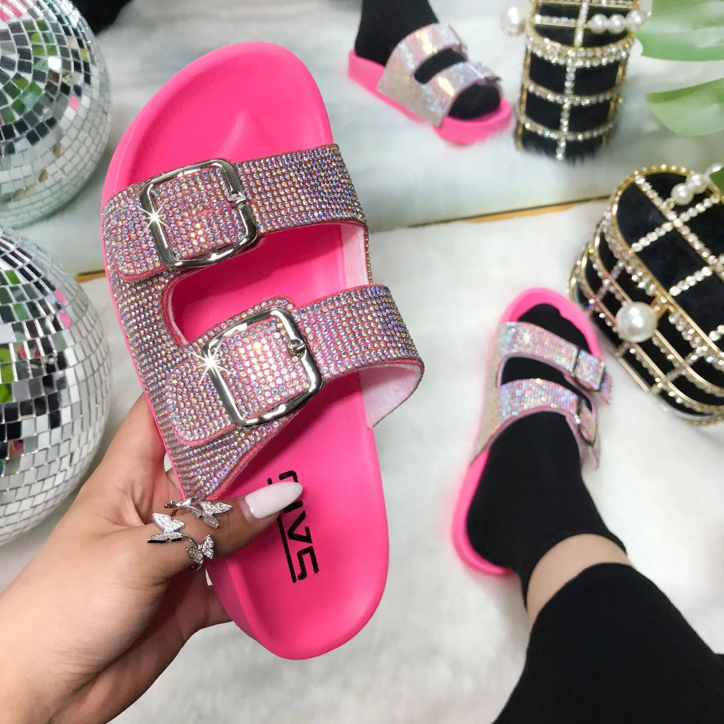 Rhinestone Bling Summer Slides