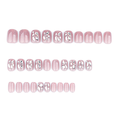 Sparkling Diamond Press-On Nails - Full Glitter Powder Acrylic (30 Pieces)