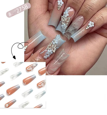 French Style Press-On Nails - 24 Piece Acrylic Artificial Nail Set