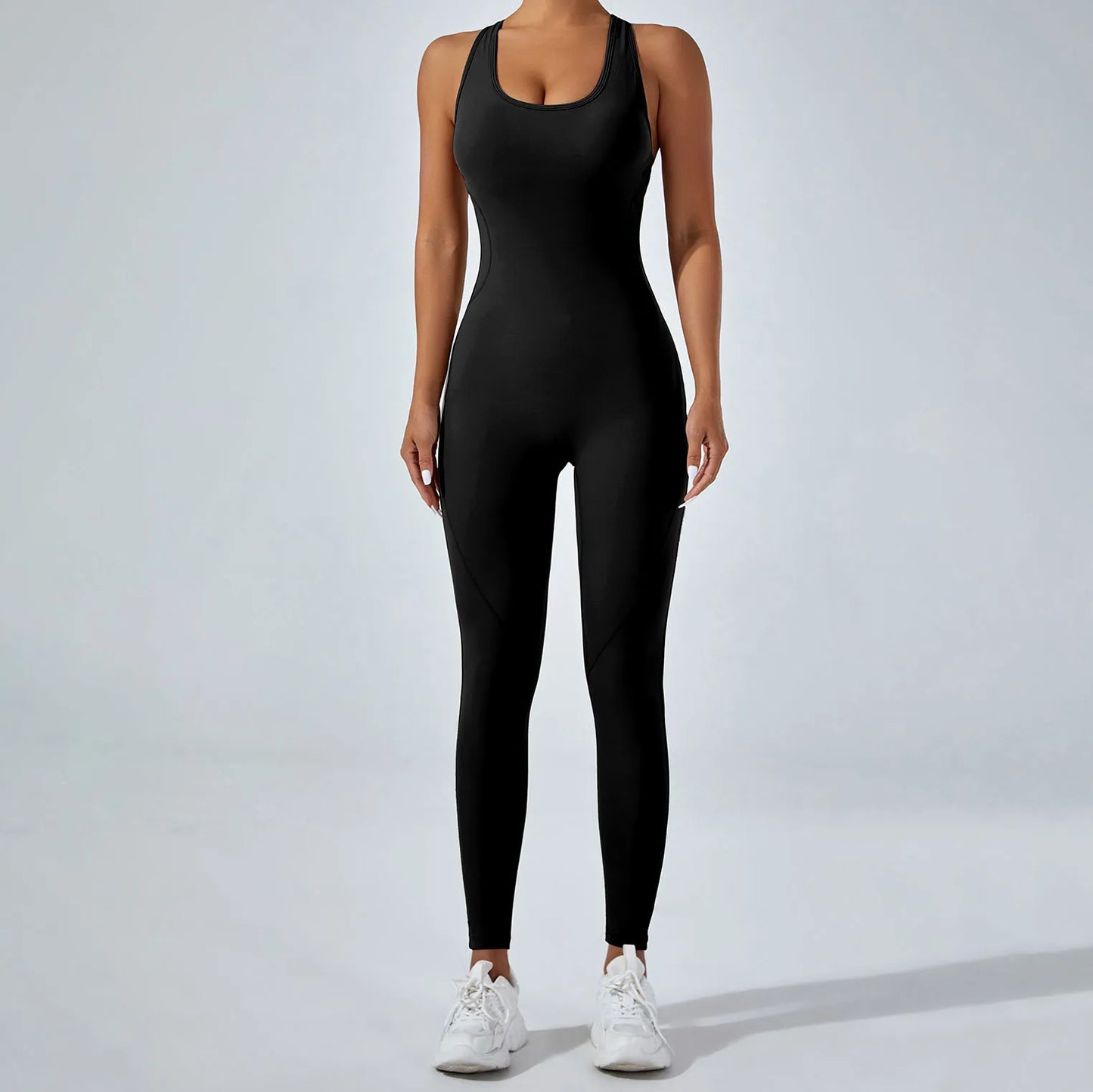 Sleeveless Yoga Jumpsuit - High Stretch Workout Romper