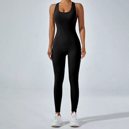Sleeveless Yoga Jumpsuit - High Stretch Workout Romper