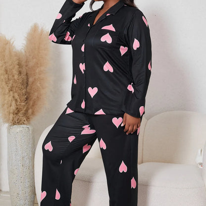 Heart Print Pajama Set
