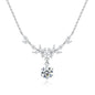 925 Sterling Silver Wheat Ear Necklace with Moissanite - Floral Pendant