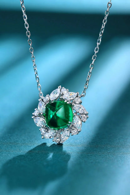 Vintage Flower Necklace - Sterling 925 Silver Lab Grown Gemstone Pendant