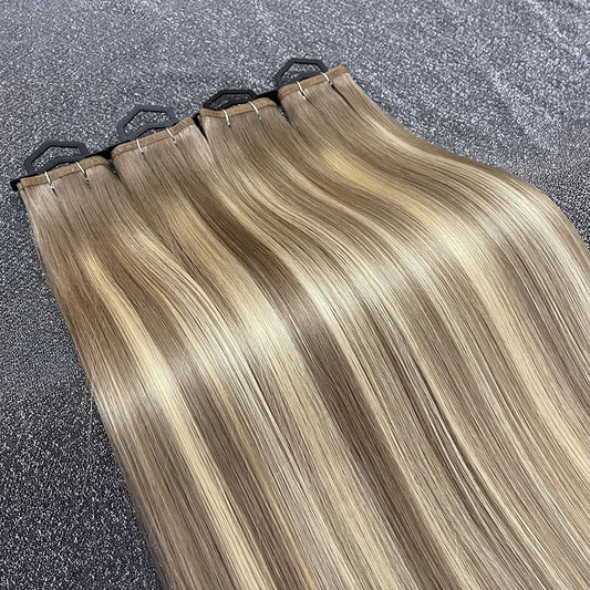 Slavic Raw Human Hair Flat Weft Extensions - 12A Grade Double Drawn Russian Virgin Hair