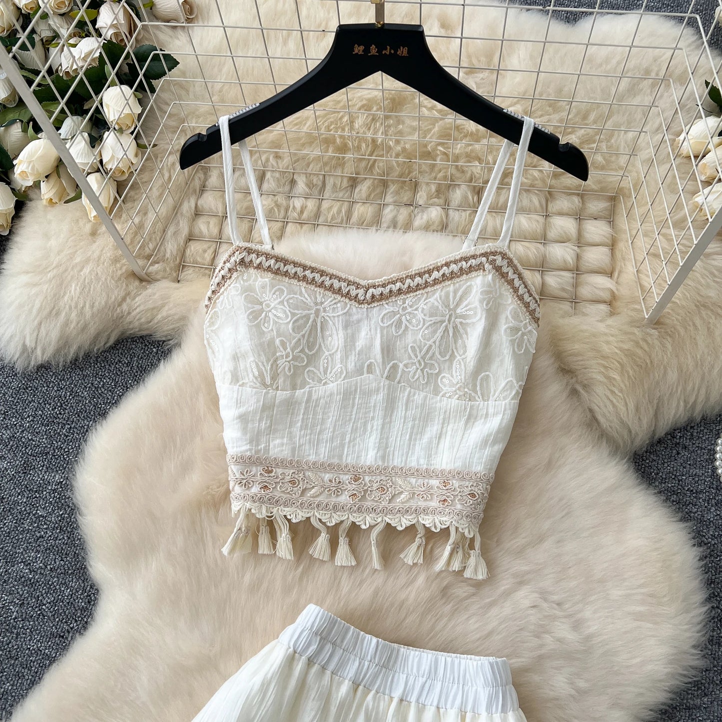 Sleeveless Top & High Waist Slim Skirt