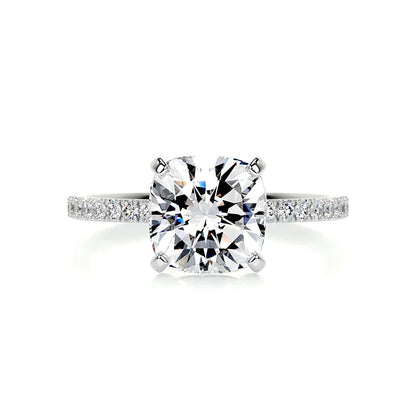 14K White Gold Cushion Cut Moissanite Engagement Ring - 2.5 Carat