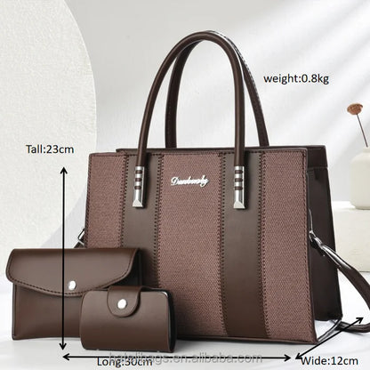 3-Piece Handbag Set - Shoulder Bag, Crossbody & Tote Combination